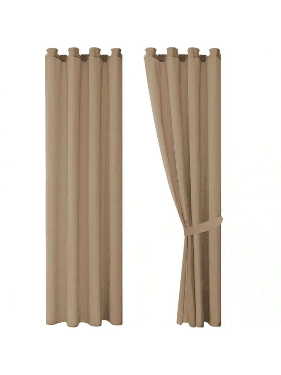 Cortinas transparentes Cafe Camello de alta durabilidad de 140cm*225cm, CORTINA 1 PZ