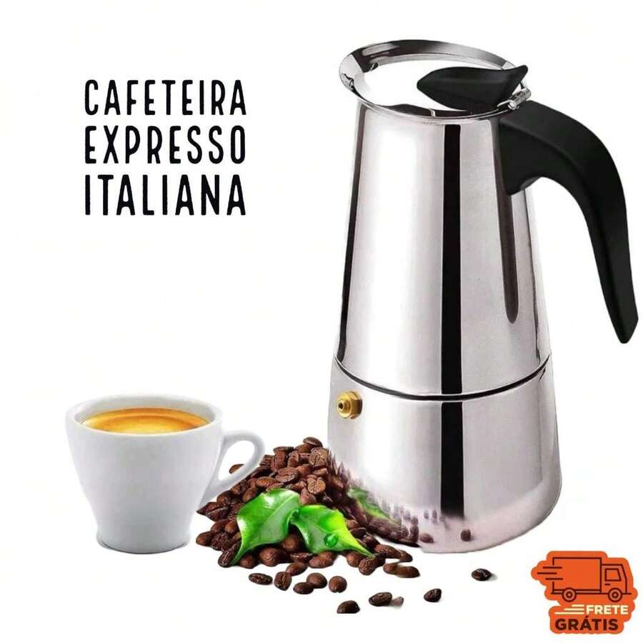 Italian Coffee Maker, 4 Cups, Espresso And Moka, Stainless Steel - Bạc - Xem 1