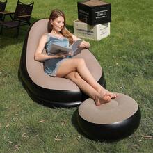 1 Set Sofá Inflable Casual, Sillón Reclinable Plegable, Sofá Perezoso y Reposapiés, Sofá de Ocio de Terciopelo Plegable con Reposapiés, Sofá para Siesta con Reposapiés, Sofá y Silla - Multicolor - Ver 14