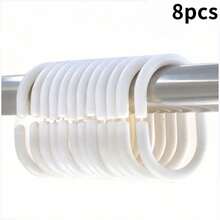 C-Shaped Shower Curtain Plastic Hooks, Curtain Rings, Thickened Sturdy Grommets, Bathroom Toilet Accessories - White - View 7