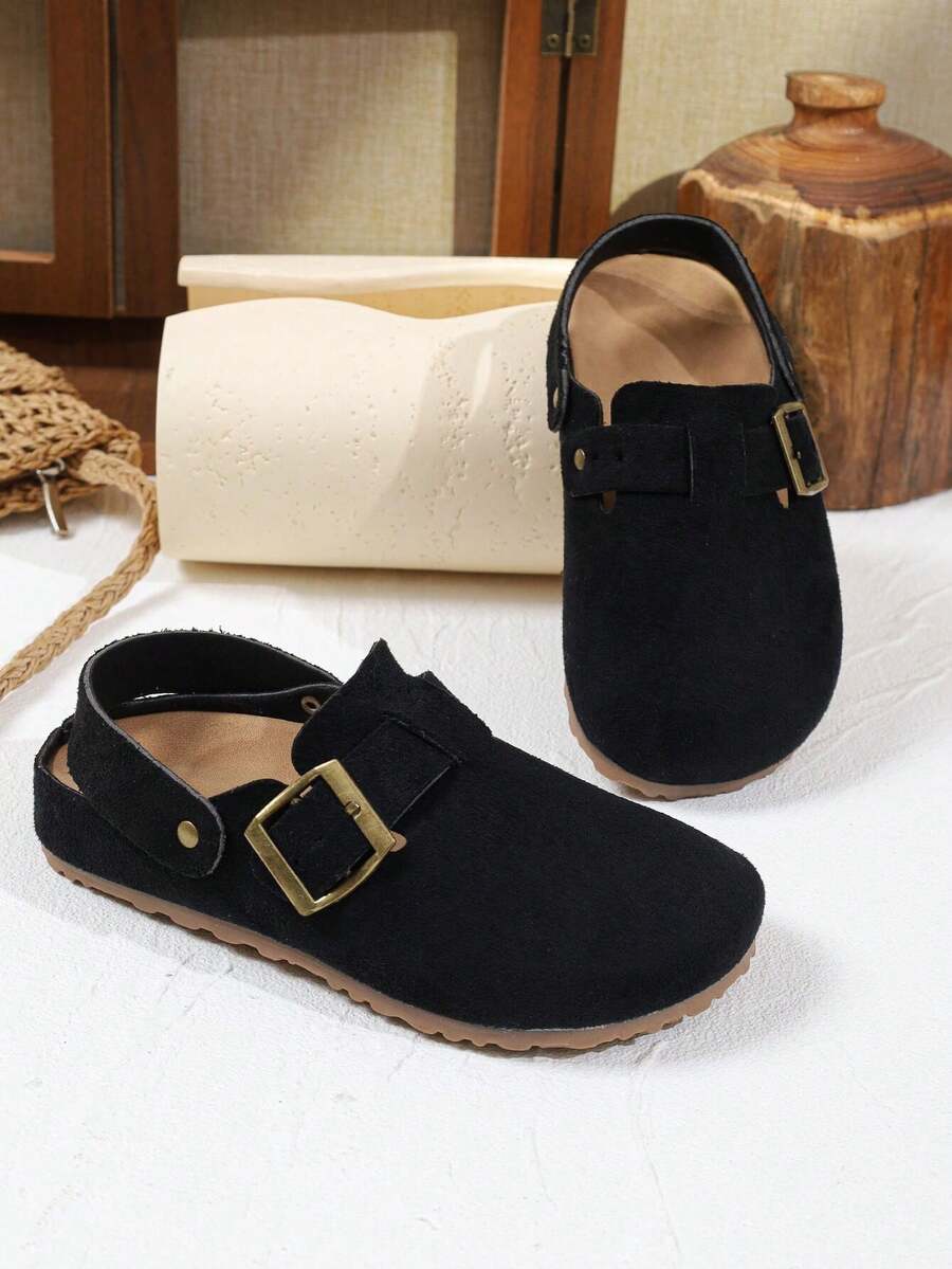 Girls/Kids Slip-On Shoes, Retro Fashion Casual Loafers, All Season - Black - View 1