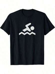 Camiseta de natación gráfica divertida - Negro - Ver 1