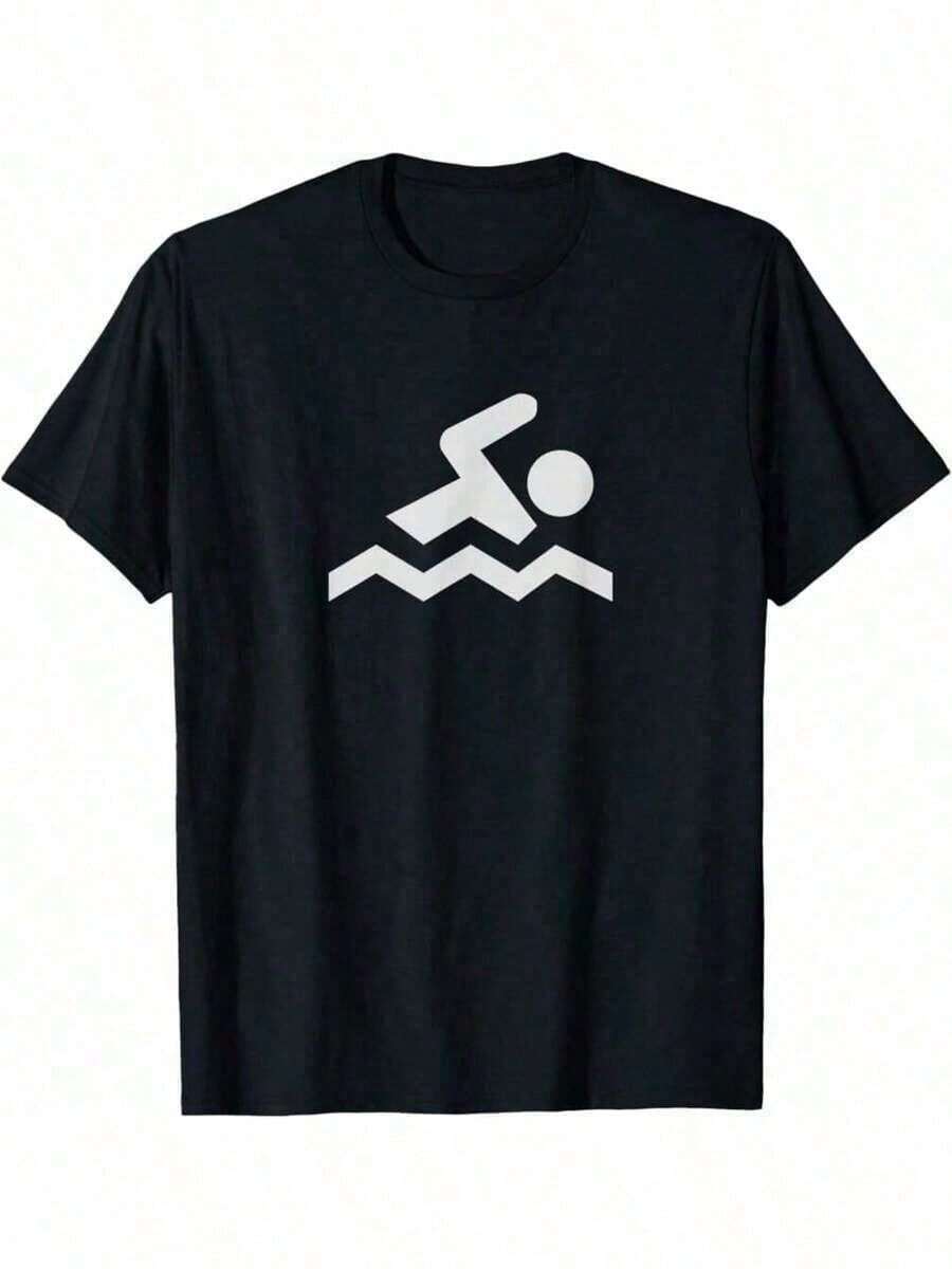 Camiseta de natación gráfica divertida - Negro - Ver 1