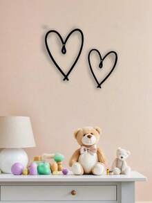 2pcs Metal Heart Wall Decor, Minimalist Line Art, Bedroom Living Room Gallery Wall Hanging Heart Gift, Valentine's Day Decoration,Home Decor ,Room Decor,Wall Decor Gifts Birthday Graduation - Black - View 11