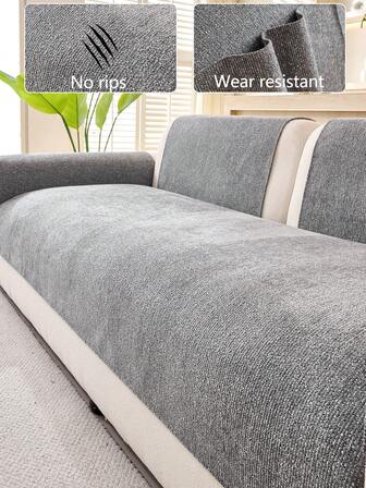 1 pieza Funda de cojín para sofá para todo el año, protector de asiento de sofá minimalista moderno antideslizante, funda de sofá a prueba de polvo y lavable, decoración de dormitorio gris de moda suave, resistente a la decoloración y sin pelusa, amigable con las mascotas, ajustable para sofá de esquina, dormitorio, oficina, combinación de muebles de sala de estar, sofá de 1/2/3/4 plazas