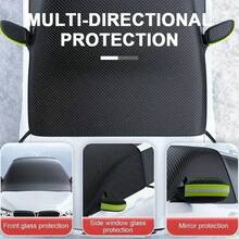 Magnetic Foldable Car Windshield Snow Cover, Portable Windshield Sunshade, Magnetic Windshield Snow Protector, Winter Windshield Car Cover - Black - View 4