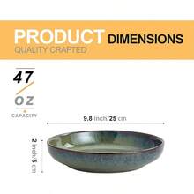 Reactive Glaze Serving Pasta Bowl10 Inch Ceramic Wide Pottery Salad Bowls 50 Ounce Large Big Decorative Fruit Dish For Kitchen Microwave Oven Dishwasher  Green - LightGreen - View 3