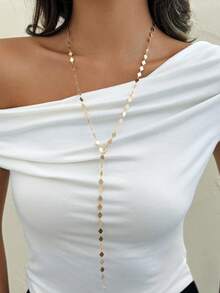 1pc Geometric Minimalist Diamond Y-Shape Long Necklace, Elegant Versatile Necklace Suitable For Women's Daily, Party, Date, Evening, Street, Business, Bar, Festival Occasions - Diamond Necklace - View 3