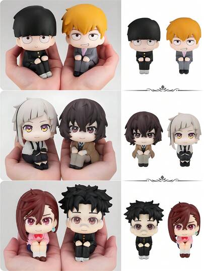 Bungo Stray Dogs/Mob-Psycho 100/Dan-Da-Dan-Atsushi/Dazai/Arataka/Mob/Momo/Ken Anime Figurine Collectible Decorative Toy For Car/Desk/Home Decor PVC Figurine Statue Or Gifts/Collectible Gift, Decorative Item Suitable For Computer Case/Garden Decoration