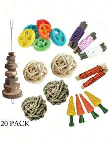 7-Piece Set, 12 Piece Set, 8-Piece Set, Pet Teeth Grinding Set, Gift, Rabbit Hamster Chew And Relieve Boredom Toy Combination, Small Pet Play Animal Holiday Gift, Valentine's Day Animal Gift, Rabbit Teeth Grinding Toy, Hamster Cleaning Tooth Toy Set, Wooden Toy Set, Wooden Chew Toy Set, One Wheel Barbell, Carrot, Apple, Wooden Swing, Seesaw, Hamster Toy