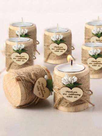 6 pièces/3 pièces Bougeoirs en bois créatifs, cadeau de la Saint-Valentin 2026 (bougies non incluses), pot de fleurs pour plantes grasses, petit pot, convient pour la décoration de la maison, bougeoir en forme d'arbre, fournitures pour fête, convient pour toutes les occasions merveilleuses de la famille, cadeaux de fête