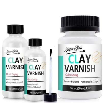 250ml/150ml/100ml/50ml Air Dry Clay Glaze, Air Dry Clay Varnish Can Not Only Used To Prevent Clay Cracking, Scratches, And Wear, It Can Also Having A Gloss Glaze Effect.