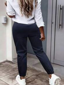 Women's Plus Size Casual & Comfortable Jogger Pants, Versatile - Navy - View 2