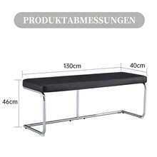 Schwarzes Lederbank Mit Chromgestell – 130cm Moderner Sitzbank Für Esszimmer, Flur & Wohnbereich - Black - View 2