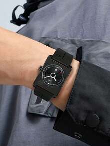 1 chiếc đồng hồ TOMI dây đeo silicon vuông unisex, đồng hồ thạch anh tối giản thời trang, chất lượng cao, phù hợp cho sinh hoạt hàng ngày, ngày lễ, đi học, Halloween, Ngày Valentine, Giáng sinh, cuối năm. - màu đen - Xem 2