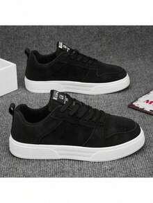 (Fällt klein aus) Modische einfarbige Skaterschuhe für Herren, bequeme rutschfeste Freizeitschuhe mit Schnürung und dicker Sohle, geeignet für Outdoor-Aktivitäten von Männern. Größe 39-48 (wählen Sie nach Innensohlen-Länge aus)