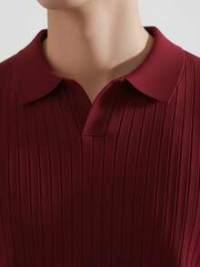 GRDR Men's Solid Color Knit Short Sleeve Sweater, Fashionable For Summer - Burgundy - View 4