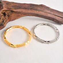 1 pieza Brazalete de mujer chapado en oro de 18K de cobre, adecuado para uso diario, novia, boda, fiesta - Multicolor - Ver 1