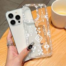Funda de teléfono a prueba de golpes, funda protectora transparente con patrón de cabeza de vaca occidental y lunares a cuadros, hecha de TPU, proporcionando protección completa para los modelos de  de Apple 6/7/8/X/Xs/Xr/Xs Max/11/12/13/14/15/16 Pro Max. Funda de Teléfono Ligera, Ajustada y Resistente a Impactos - 1 pieza - Ver 2