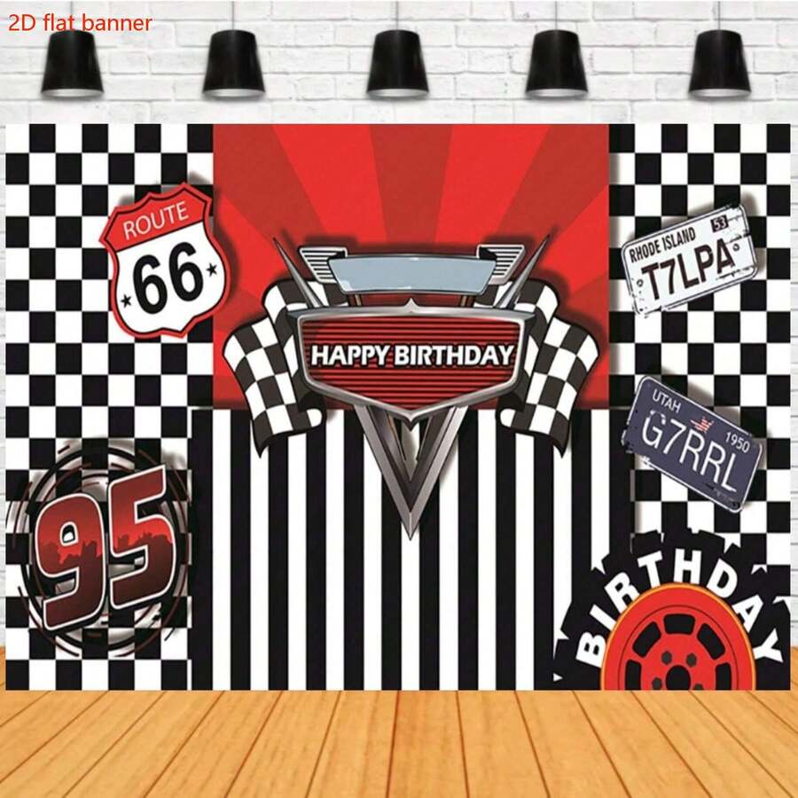 2D Flat Racing Stripe Plaid Birthday Party Backdrop, Photo Booth Prop, Birthday Decoration Photography Background, Vinyl
