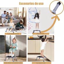 Taburete Plegable, Taburete Plegable Antideslizante para Nios y Adultos, Banqueta Plegable con Asa de Transporte, con Plataforma Antideslizante y Pies Gruesos de Goma, para Casa, Cocina, Armario. - black plateado - Ver 3
