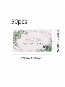 50pcs Thank You Cards, Greeting Cards, Message Cards For Gifts, Wedding Invitations Valentine Day - Green - View 5