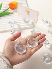 5Pcs Imitation Crystal Rhinestone Card Holder Table Number Name Seating Labels Placecard Clips Photo Picture Cards Display Stand - Clear - View 2