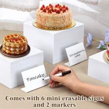 Buffet Risers 6Pcs Food Risers For Buffet Table Acrylic Risers Display Stands Dessert Cake Stands For Party Catering Buffet Risers And Stands For Food Display (White 8",7.5",7",6.8",6",5") - 白色 - 查看 3