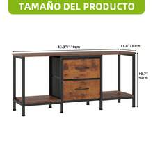 TV Cabinet For Up To 47 Inches - 110x30x50cm, 2 Fabric Drawers & 2 Open Shelves, Steel Frame, Living Room Furniture - Brown - View 9