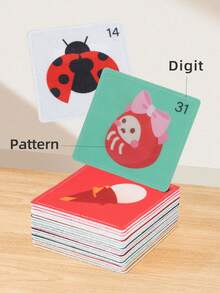 0-6 Months Baby Early Education Handheld Cloth Cards, 36 Patterns, Adorable Animals + Creative Shapes Colorful Fabric Flash Cards, Visual Stimulation Training Cards, Handheld Design Storage Bag, Parent-Child Interactive Toy, Newborn Early Education Gift, Ideal For Baby/Children's Day/Birthday - Multicolor - View 3