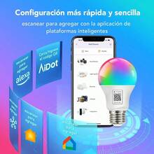 RR-ON Matter Focos Inteligentes Compate con Alexa Apple ome  ome Smarings Focos Inteligentes Multicolor A19 E26 Bollas Inteligentes 60W Equi 800 LM CRI90 6 Unidades - Paquete A196 - Ver 2