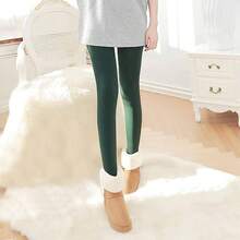 Pantalones Gruesos Ajustados Invierno para Mujer, Mallas Terciopelo, Pantalones Lana, Pantalones clidos Delgado Cmodo Pantalones de saln para Mujeres Moda Corriendo Leggings - Green + Talla única - Ver 5