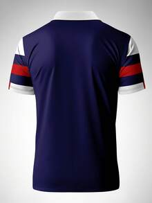 Men's Letter Print Casual Commuter Short Sleeve Polo Shirt, Spring/Summer - Multicolor - View 4