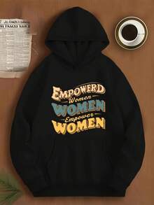 Women-S Empowerment Hoodie Sweatshirt - Plus Size Female Graphic Print Pullover With Pocket Logo, 250g Polyester Casual Blazer Jacket For Women-S Empowerment Events, Sweatshirt Men_219 - 黑色12 - 查看 1