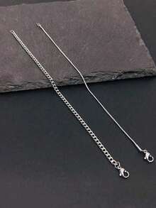 2 件装不锈钢男士简约可叠戴手链，适合日常佩戴