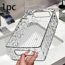 1 件式桌面收纳盒，透明亚克力化妆品收纳托盘，家居及美容产品，零食，杂物收纳架，婴儿床配件，医院包必需品，灰色收纳篮，小篮子，家居收纳，浴室收纳，厨房篮子 - 無色 - 查看 13