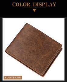 "Dibaoleiou Yellow Distressed Faux Leather Bifold Wallet - Spacious Card & Cash Storage" - 深綠色 - 查看 7