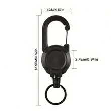 1 Piece Black Retractable Keychain, Portable And Stretchable Multifunctional Tool Anti Lost Strap, Suitable For Camping, ID Card Holder, Outdoor Storage Accessories - 黑色 - 查看 3