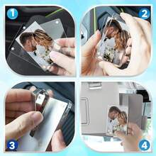 4Pcs Car Photo Holder, Acrylic Personalized Car Picture Holder, Car Visor Clip, Universal Photo Frame For Car, Customizable Car Visor Photo Clip For Family & Personal Photos - White - View 9