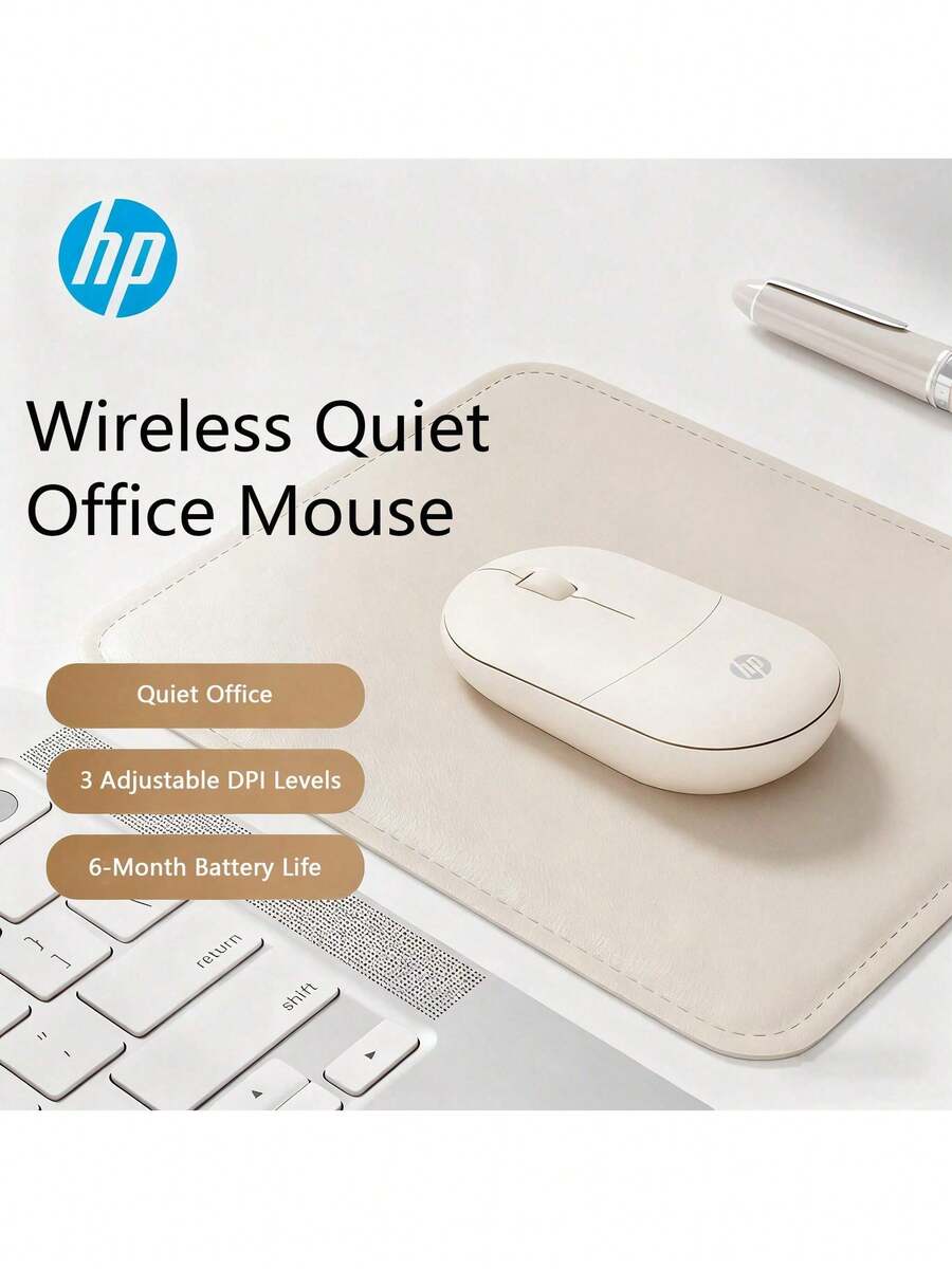 HP M251SE Lightweight Wireless Mouse: Stable 2.4G Wireless Transmission, Weighs Only 80 Grams, Easy To Carry, And Features A Convenient Battery Replacement. Suitable For Various Computer And Office Scenarios. Off-White Color.