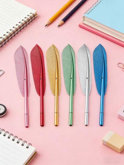 1 chiếc/6 chiếc bút bi hình lông vũ màu trung tính, mực đen 0.5mm, đầu bút chống mài mòn, khơi nguồn cảm hứng sáng tạo mọi lúc mọi nơi, bút ký tên cá nhân, vật dụng thiết yếu cho mùa tựu trường, dụng cụ viết, bút thon dài, bút độc đáo, bút viết chất lượng cao, bút trắng thẩm mỹ, bút máy cá nhân hóa