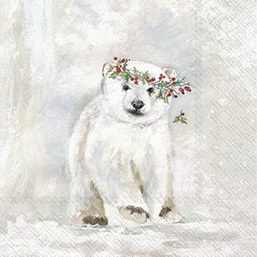 IHR Home Range Servilletas desechables de papel de 3 capas para bebidas, 5 x 5 pulgadas, árbol de Navidad de Papá Noel(12.70cm (5") x 12.70cm (5") Flocke Light Grey) - Multicolor - Ver 1