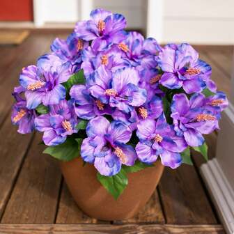 2pcs Artificial Flowers For Outdoors Faux Plants Fake Hibiscus Tropical Flower For Outside Planter Porch Patio Yard Garden Home Decoration