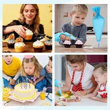 72件套蓝色蛋糕转盘套装，蛋糕装饰用品，烘焙配件 - 彩色 - 查看 3