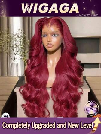 13x4 Lace Front Wigs Pre Plucked With Baby Hair HD Transparent Lace 200% Density Straight Lace Wig For Women #BUG Burgundy Pre Plucked With Baby Hair Natural Hairline Side Middle Free Parting Wig
