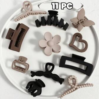 1/10/11pcs Set Classic Matte Hair Clips - Flower & Butterfly Designs - Durable Hair Clips, Suitable For Elegant Ponytails And Updos - Perfect Hair Accessories For Women And Girls, Ideal For Music Festivals, Parties, Gift Sets, Holiday Gifts And Decorations. These Decorative Hair Clips Can Add A Touch Of Sophistication To Any Hairstyle! (This Product Has Some Minor Craftsmanship Issues With The Spray Painting, Resulting In Slight Imperfections)