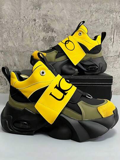 1 Größe größer für breite/dicke Füße, der normalen Größe entsprechend für schmale Füße. Unisex Herbst/Winter Slip-On Sportschuhe, neue minimalistische Mode Metall Dekoration, bequeme Luftpolster Stoßabsorption Hochbund Freizeitschuhe, Weihnachtsschuhe