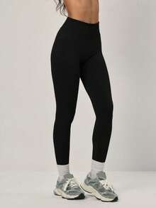 PinkTip 1件装女士纯色弹力骑行运动紧身裤，收腰显瘦，舒适贴身，适合户外、徒步、瑜伽、健身、跑步等运动。 - 黑色 - 查看 6