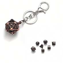 7pcs D20 Metal Dice Set With Hollow Box - Portable Fashionable Keychain Mini Dice, Available In Blue, Red, Purple, Suitable For Role-Playing Games, Ideal For Birthday And Christmas Gifts, Also As RPG Accessories - Multicolor - View 20