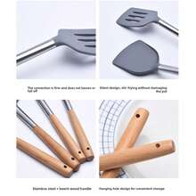 Cooking Spatula With Silicone Head And Stainless Steel Handle, Non-Stick Cookware Spatula, Kitchen Utensil - Grey - View 6